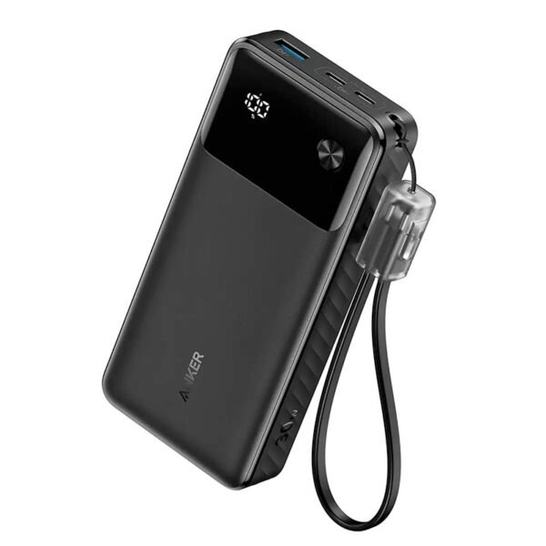 Anker 30W 20,000mAh High-Speed Power Bank with USB-C Cable Lanyard A1384 Black