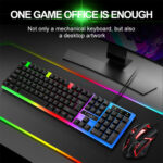 T-WOLF TF230 White Black Wired Gaming Keyboard Mouse Set