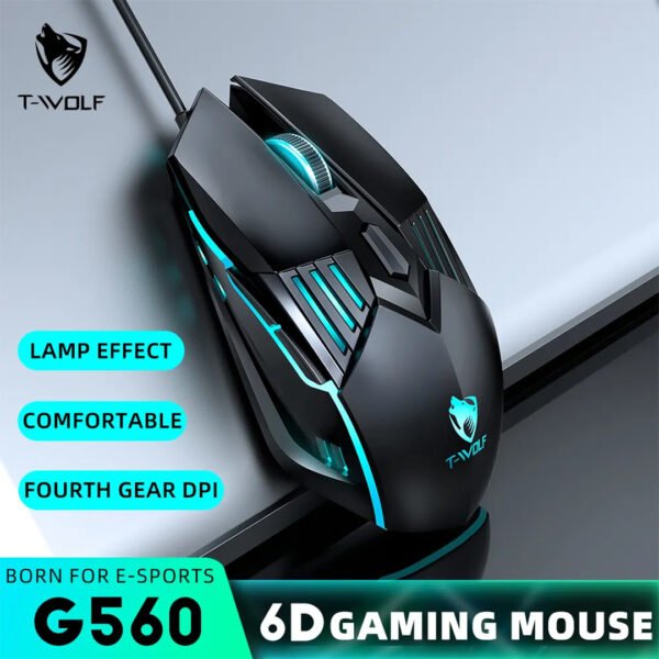 T-WOLF G560 6D 3200 DPI Wired RGB Gaming Mouse