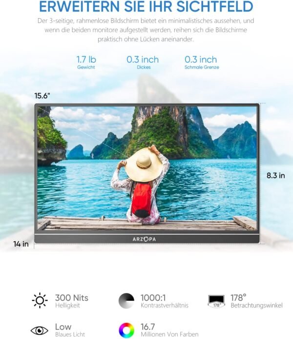 ARZOPA Z1FC Europe-A 16.1Inch 72% Color Gamut 144Hz