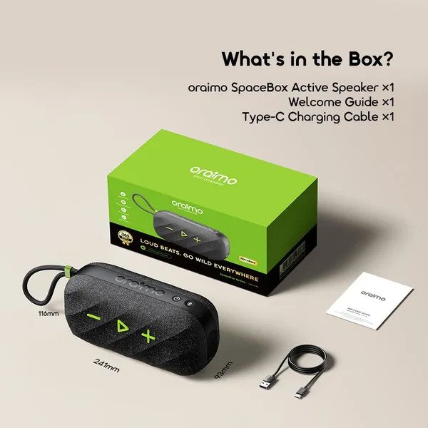 oraimo SpaceBox Active 25W Portable Speaker with FM Radio & Custom EQ OBS-680