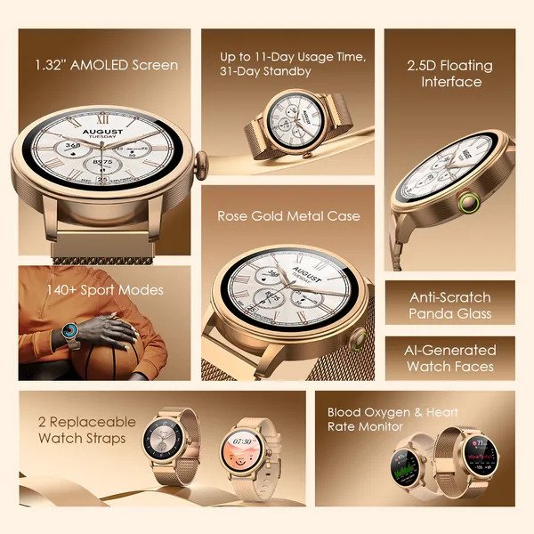 oraimo Watch Muse 1.32 Inch AMOLED IP68 Smart Watch OSW-831N