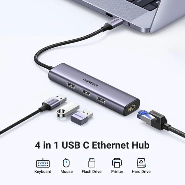 UGREEN CM475 USB 3.0-to 3*USB HUB + Gigabit Converter